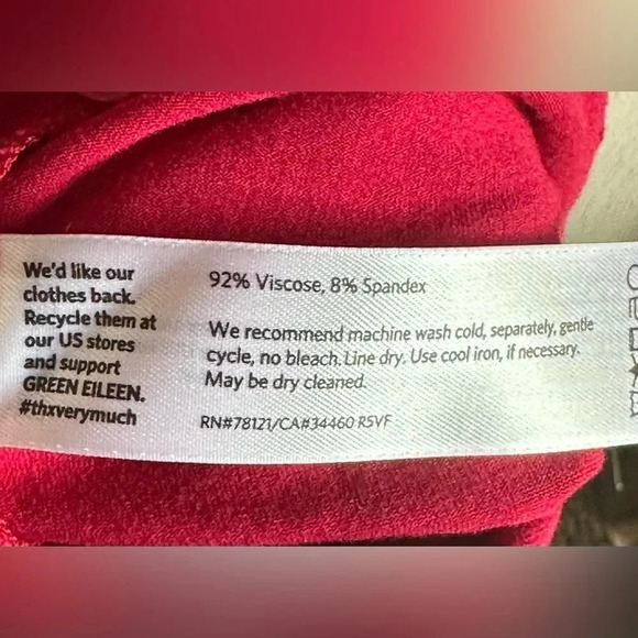 Eileen Fisher  Red Dress Viscose Spandex Scoop Neck Long Sleeve slip on size L - Picture 12 of 12